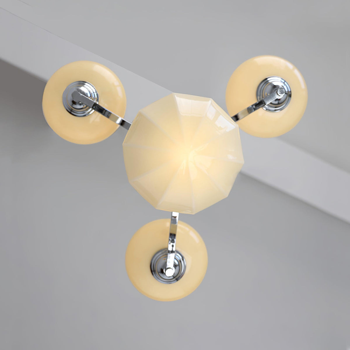 Veliniel Kronleuchter Warre Satin Nickel Glas Eisen