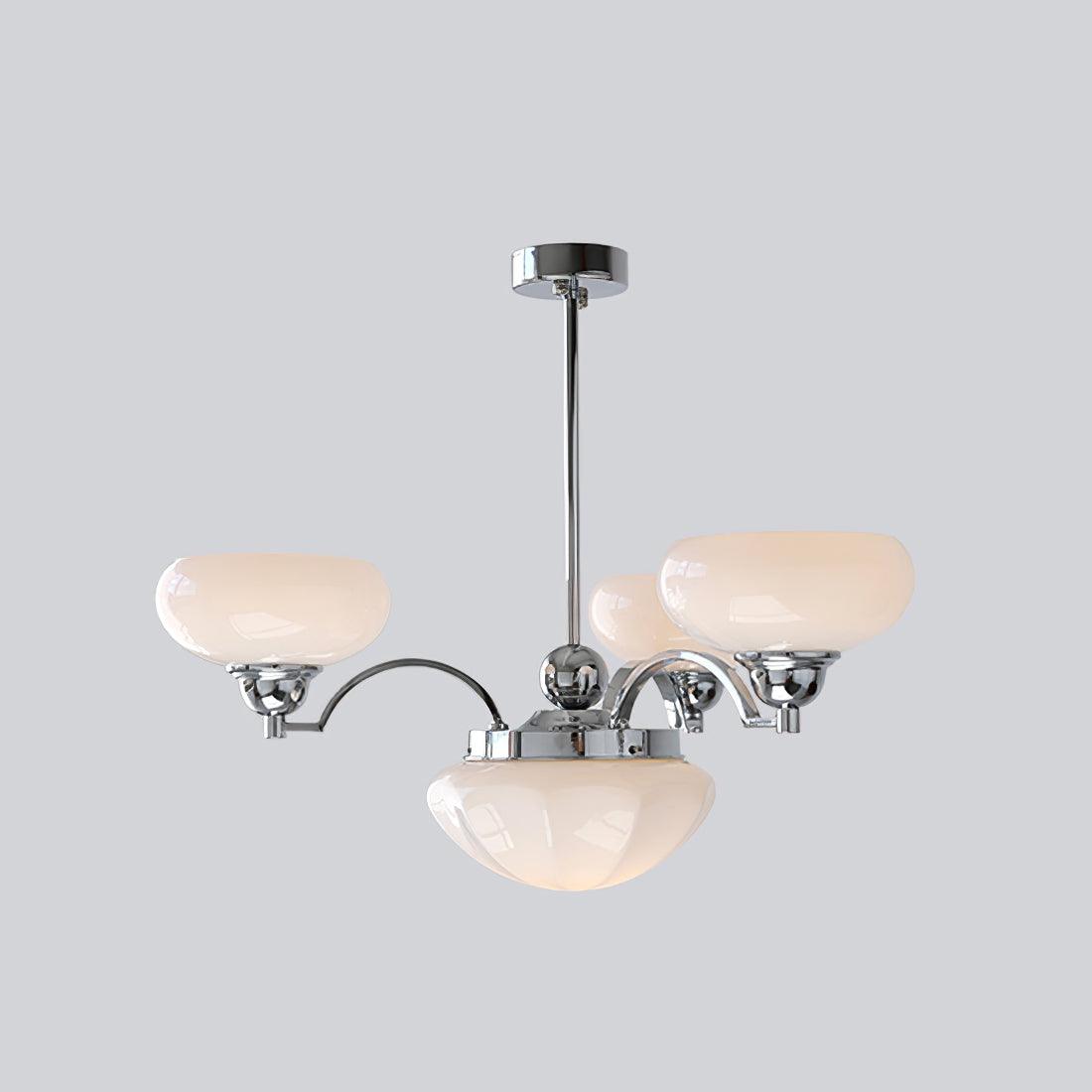 Veliniel Kronleuchter Warre Satin Nickel Glas Eisen