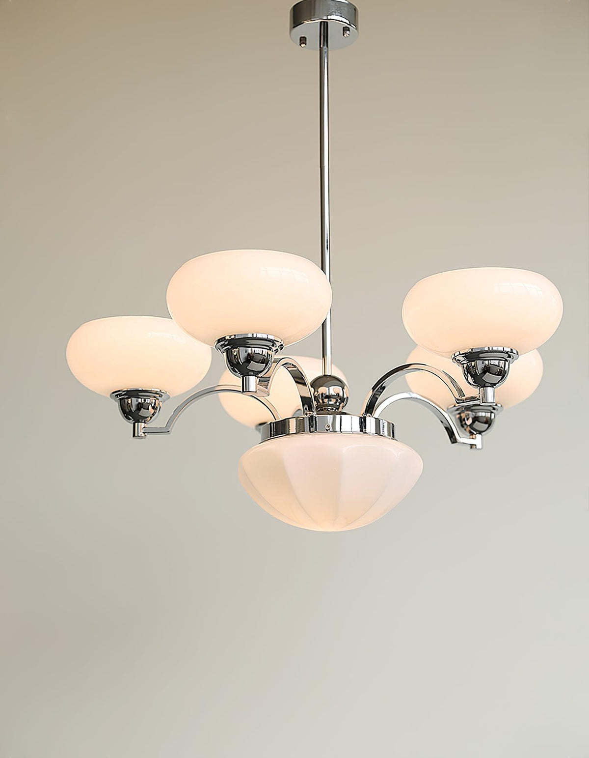 Veliniel Kronleuchter Warre Satin Nickel Glas Eisen