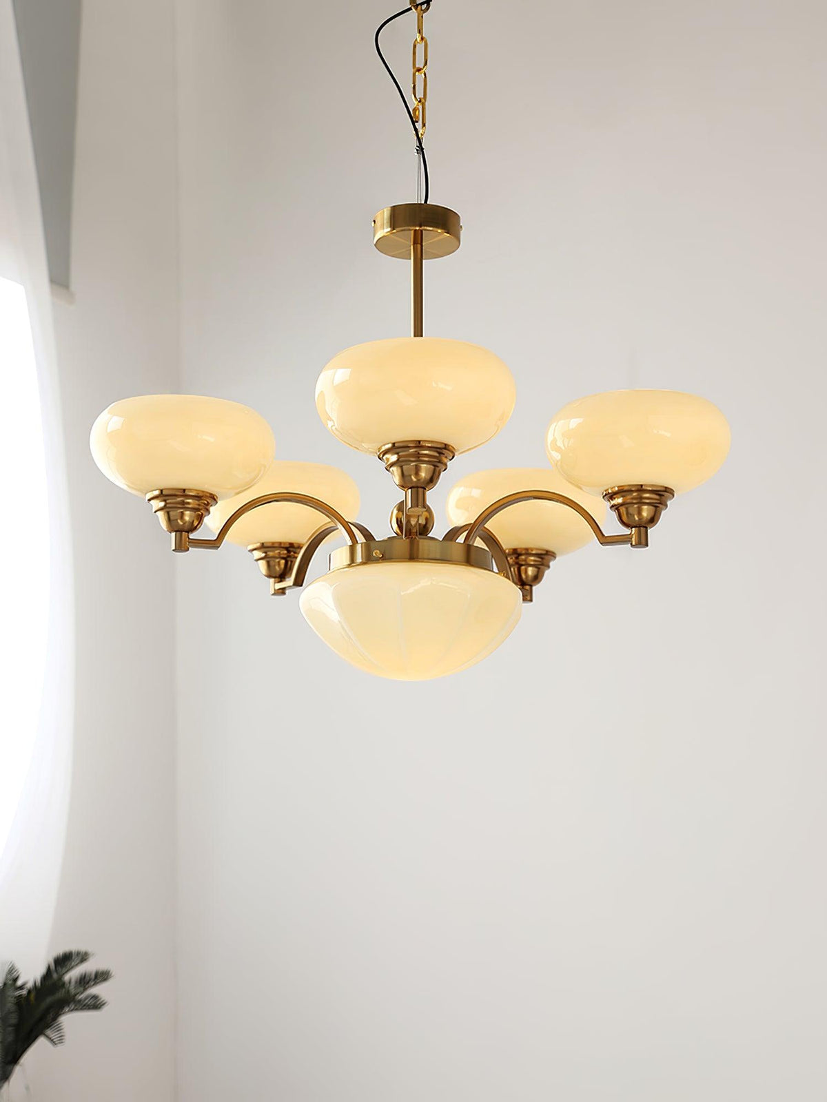 Veliniel Kronleuchter Warre Satin Nickel Glas Eisen