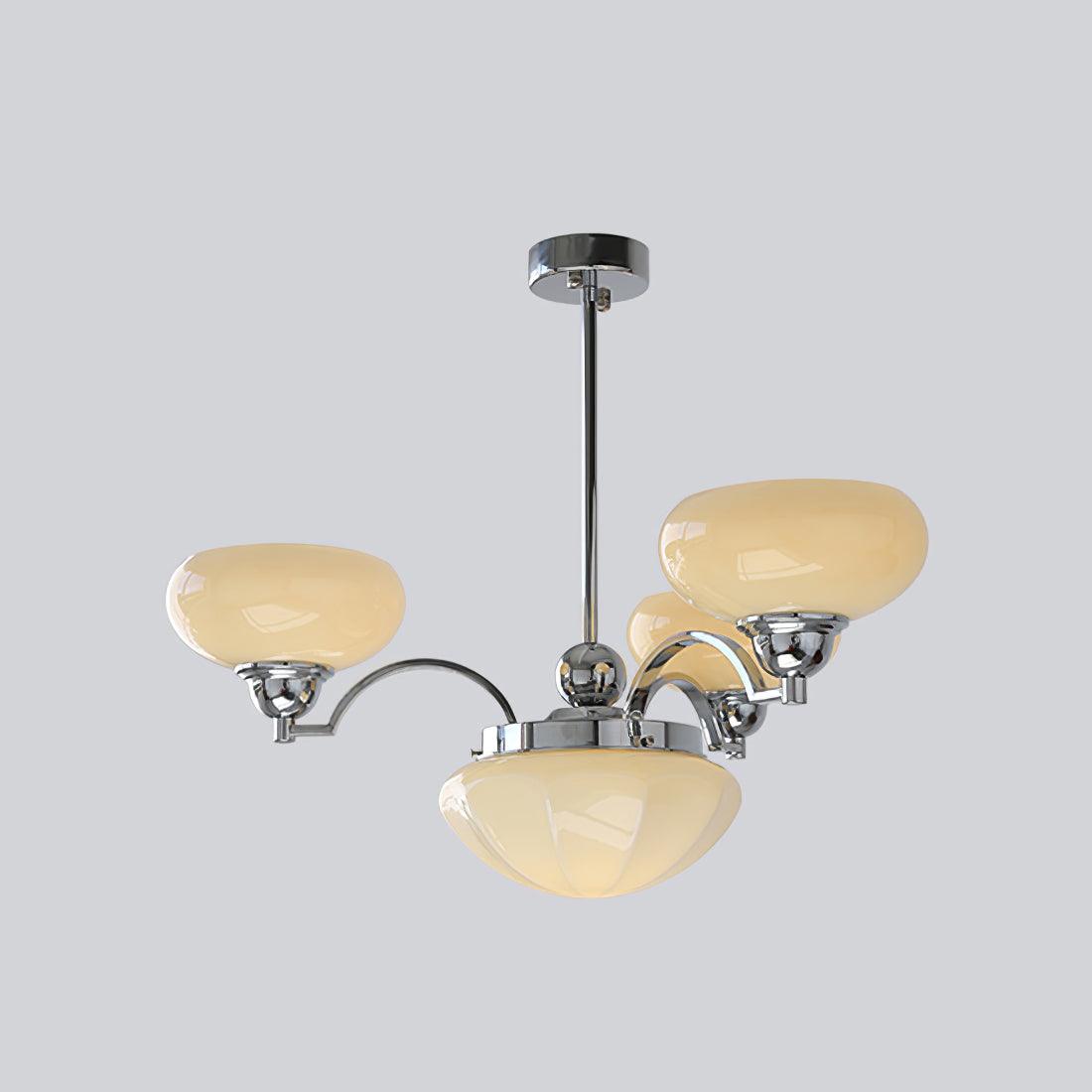 Veliniel Kronleuchter Warre Satin Nickel Glas Eisen