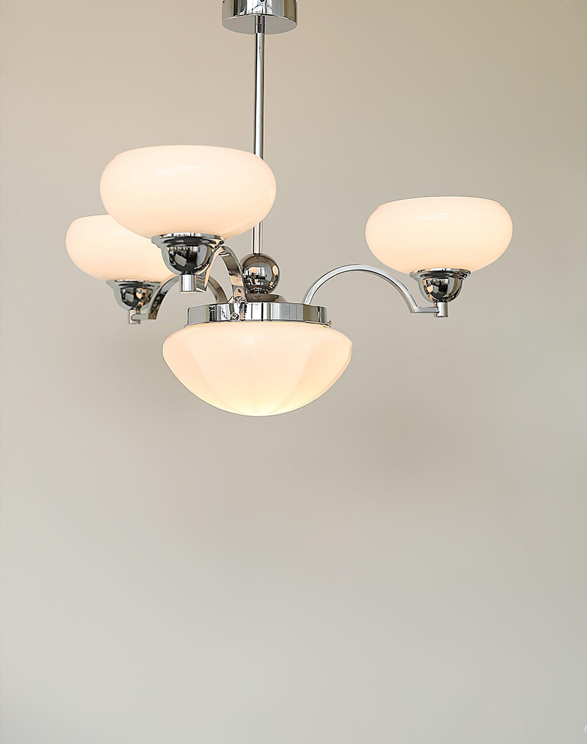 Veliniel Kronleuchter Warre Satin Nickel Glas Eisen
