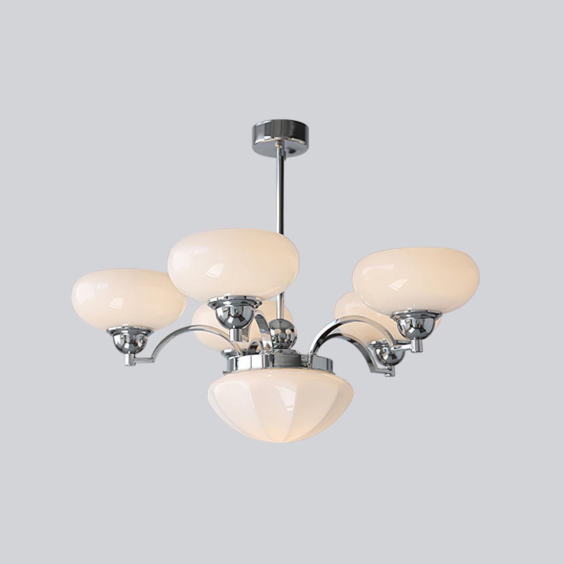 Veliniel Kronleuchter Warre Satin Nickel Glas Eisen