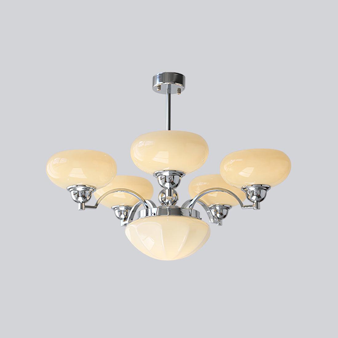 Veliniel Kronleuchter Warre Satin Nickel Glas Eisen
