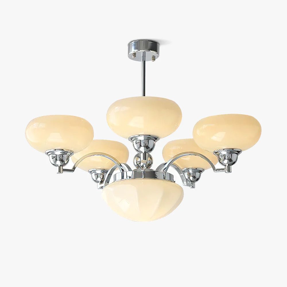 Veliniel Kronleuchter Warre Satin Nickel Glas Eisen