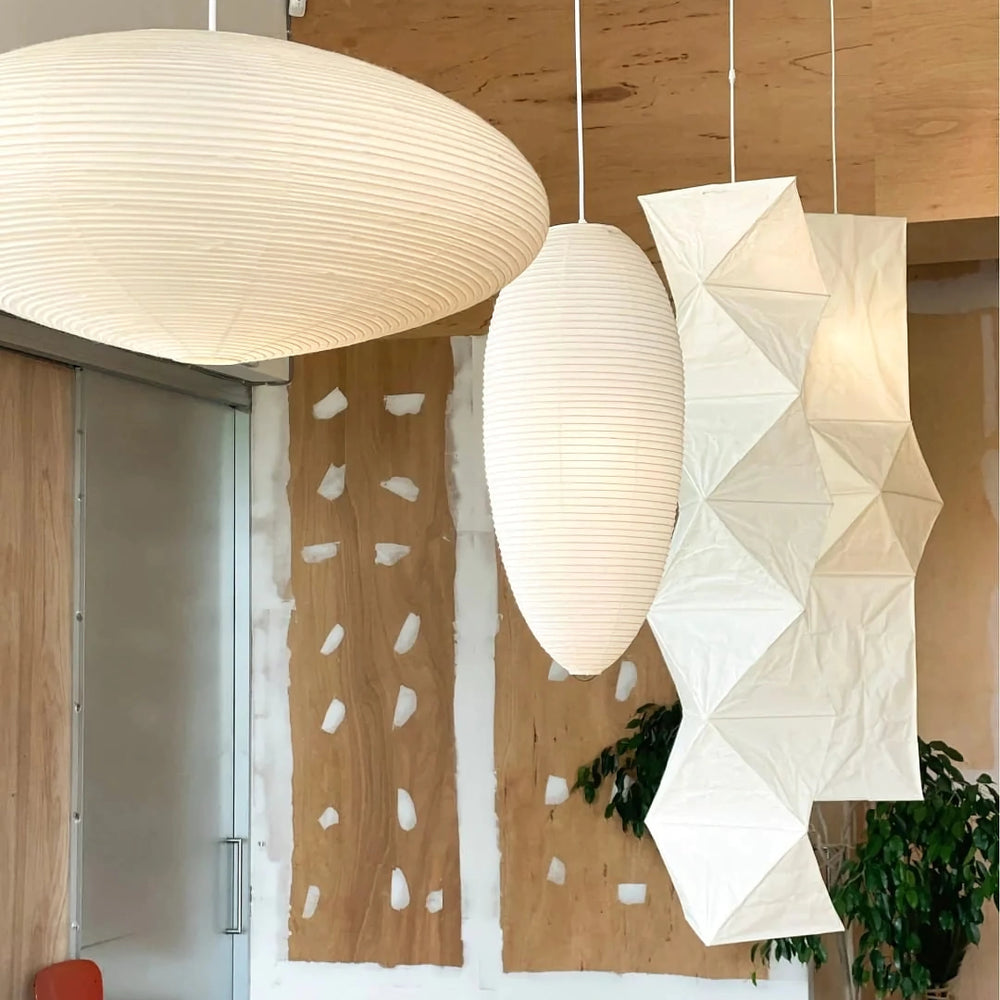 Piairaine Pendelleuchte aus Mispelblütenpapier in Kieselsteinform 15