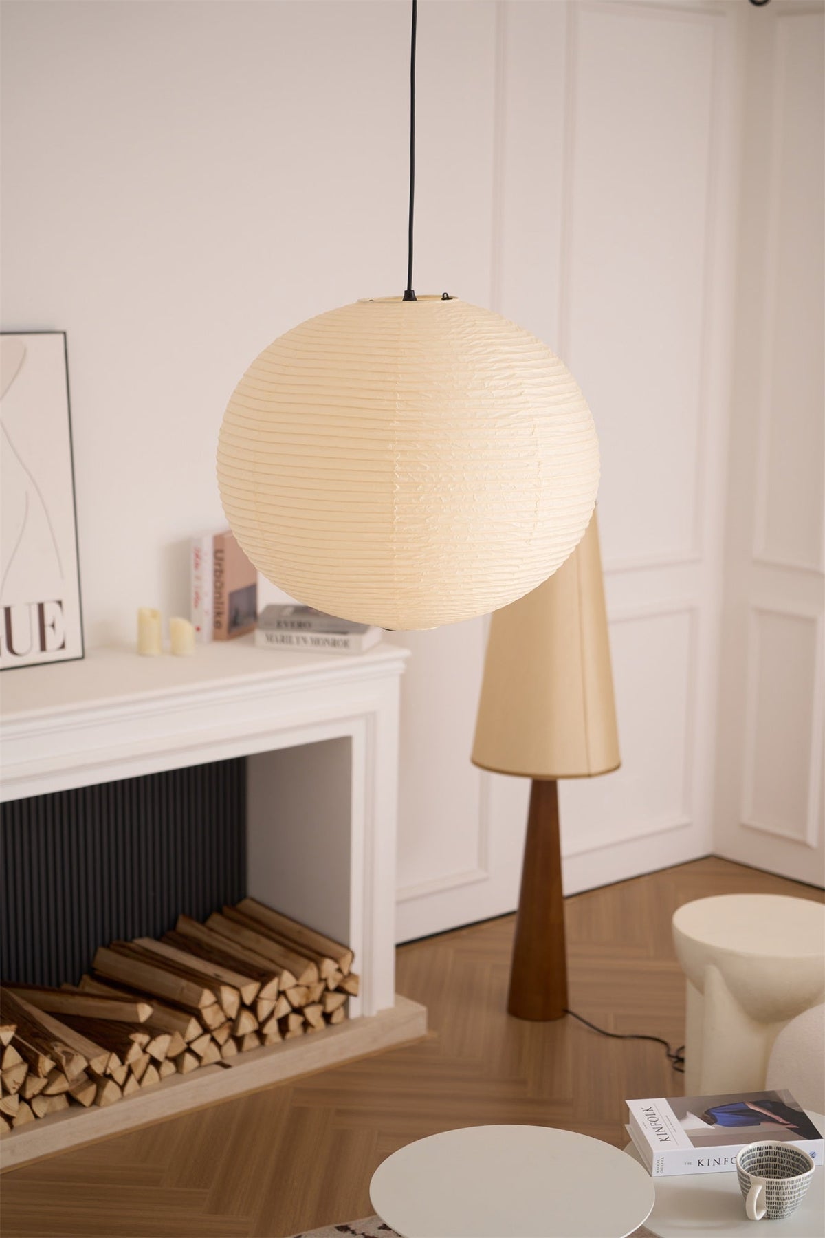 Lunerelle Pendelleuchte aus Papier für Wohnzimmer