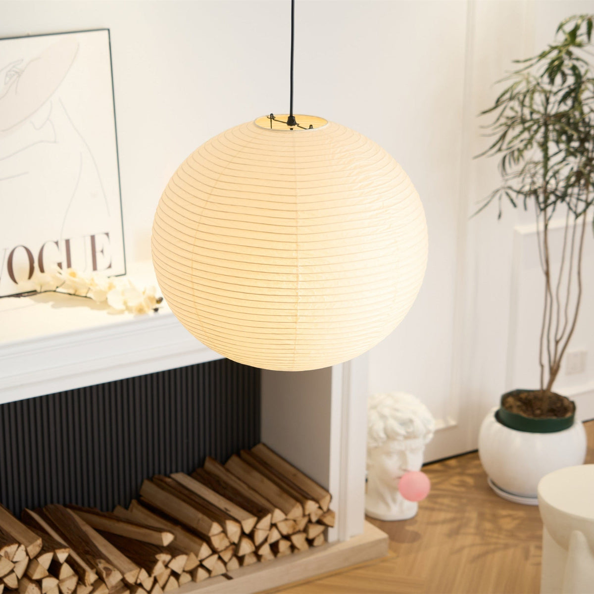 Lunerelle Pendelleuchte aus Papier für Wohnzimmer