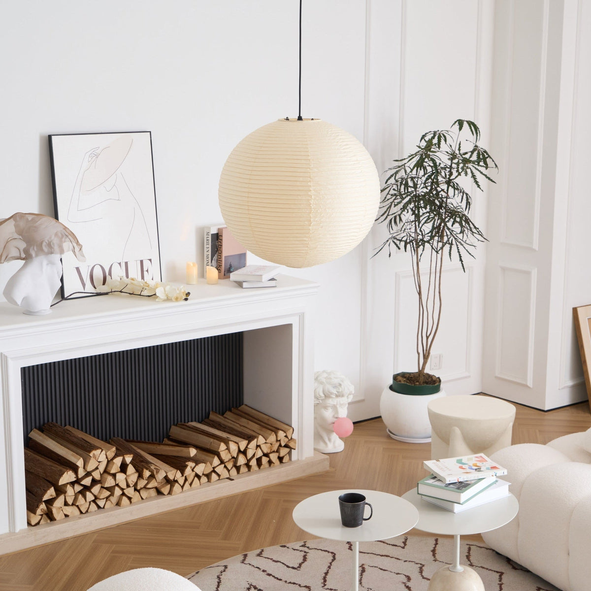 Lunerelle Pendelleuchte aus Papier für Wohnzimmer