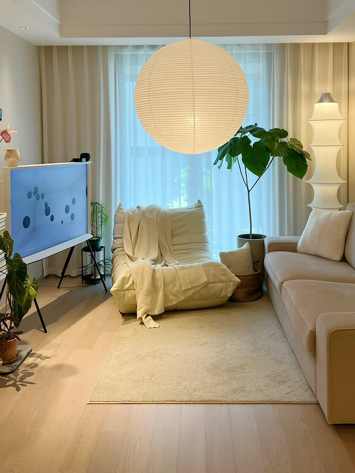 Lunerelle Pendelleuchte aus Papier für Wohnzimmer