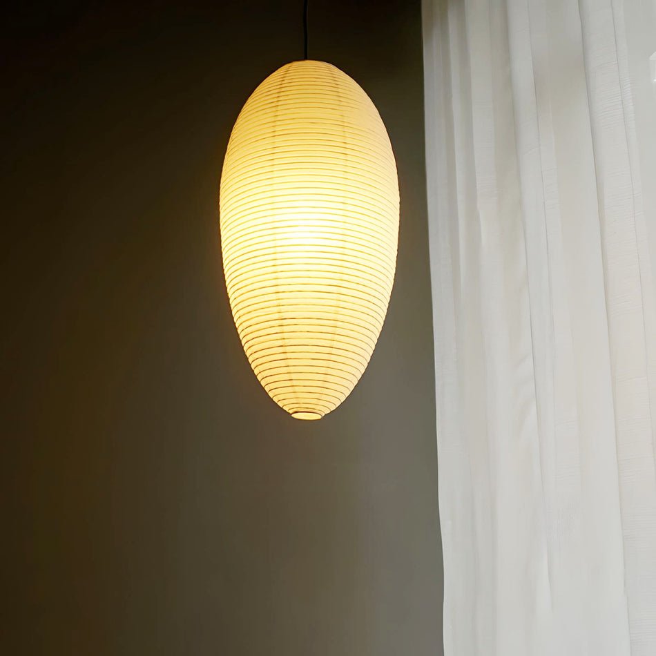 Myraean zeitgenössische minimalistische Wabi-Sabi-Pendelleuchte aus Papier in Kirschbaumoptik