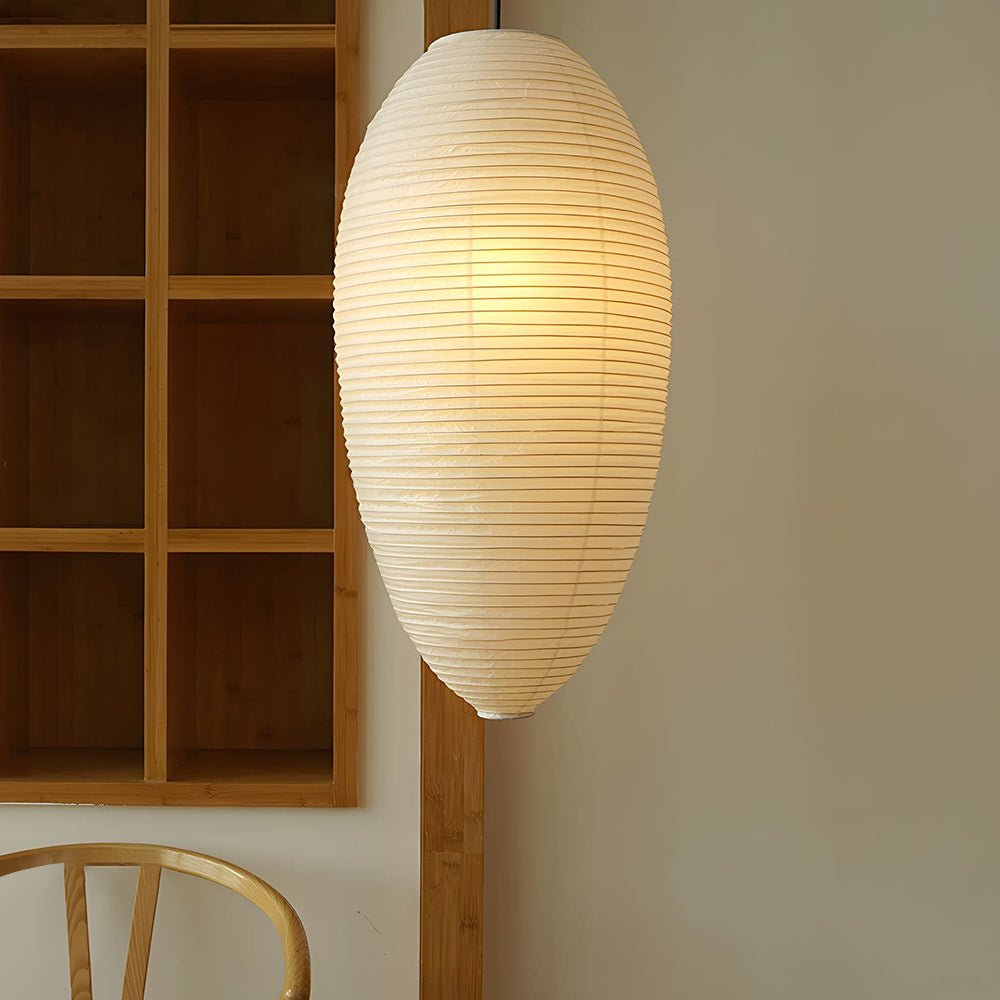 Myraean zeitgenössische minimalistische Wabi-Sabi-Pendelleuchte aus Papier in Kirschbaumoptik