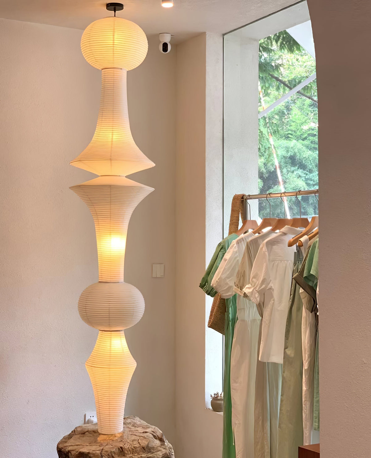 Lunirena Pendelleuchte Washi-Papier E für das Wohnzimmer