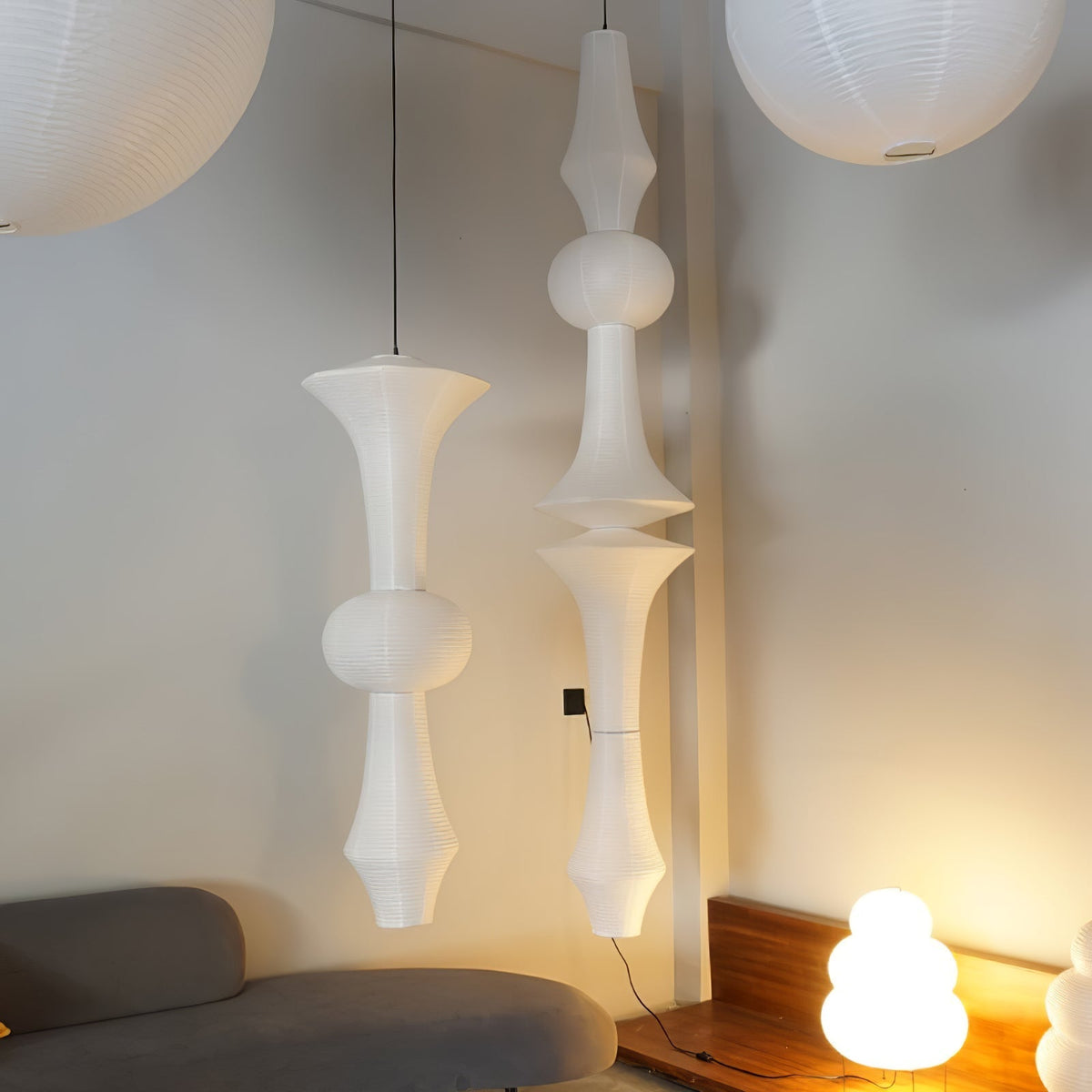 Lunirena Pendelleuchte Washi-Papier E für das Wohnzimmer