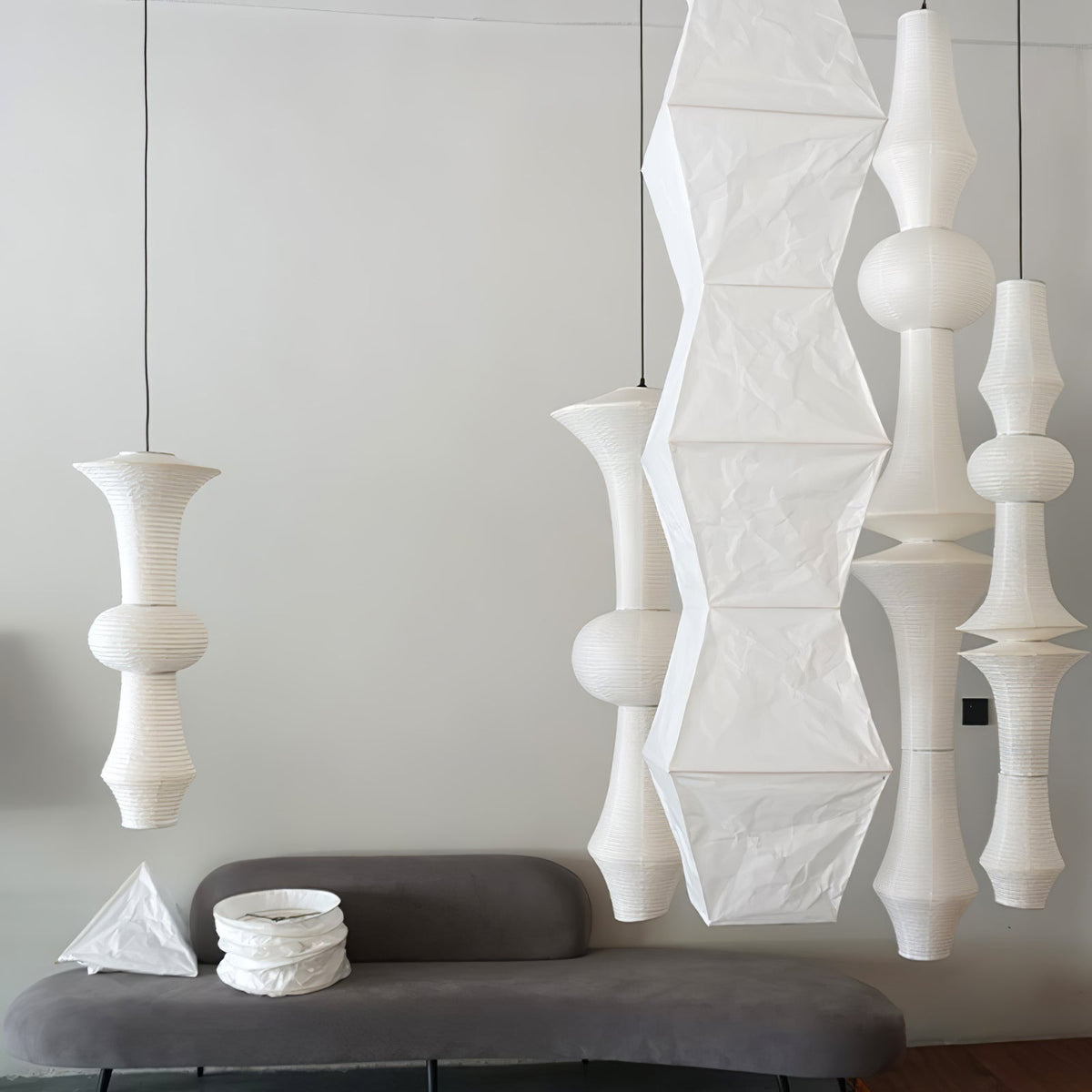 Lunirena Pendelleuchte Washi-Papier E für das Wohnzimmer