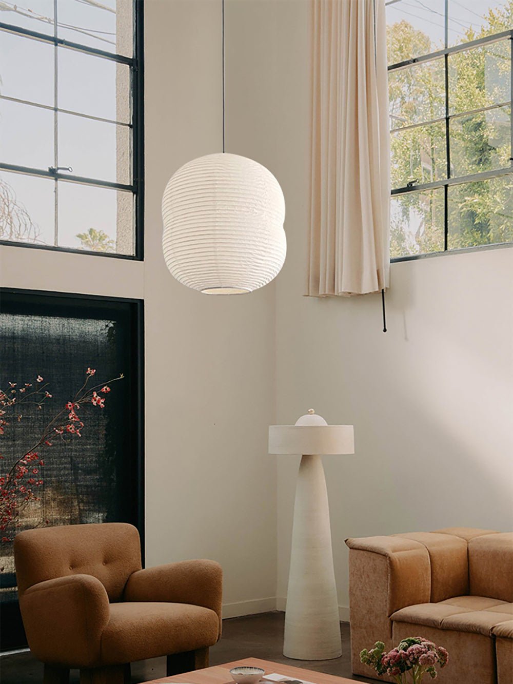 Nivelelle Minimalistische Pendelleuchte aus Reispapier