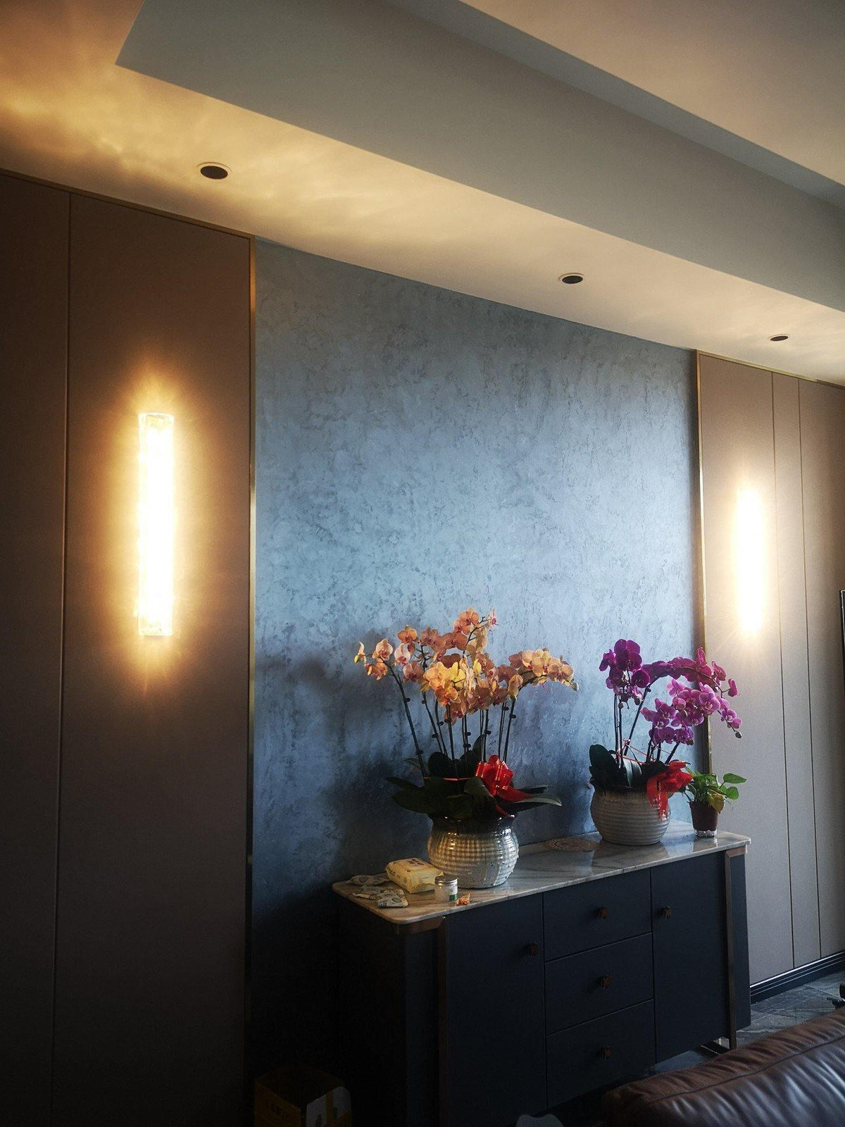 Bexley Messing-Glas Glam-Wandleuchte für Wohnzimmer | Cielum