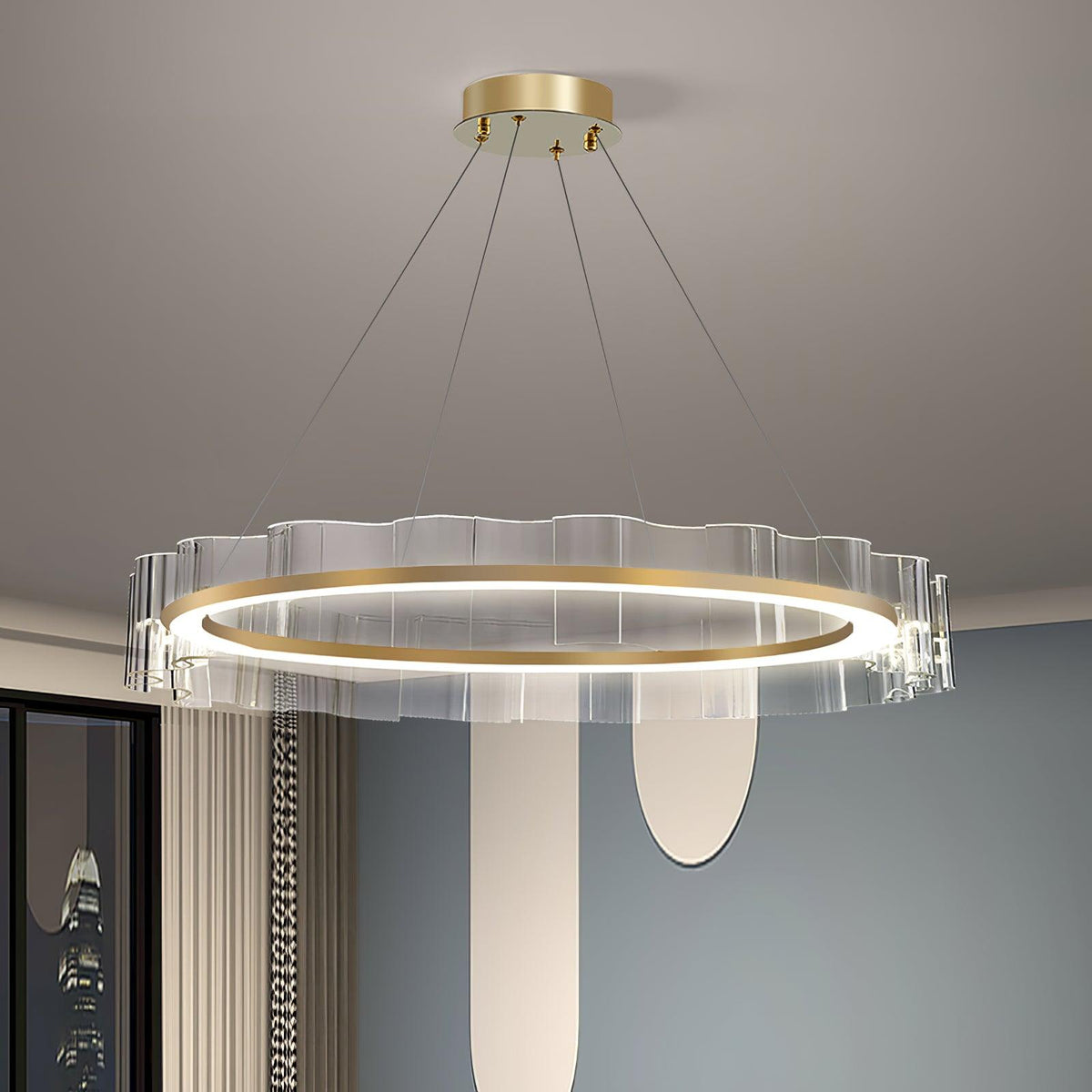 Acoustic Kronleuchter Postmodern Luxus Wasserwelle Glas