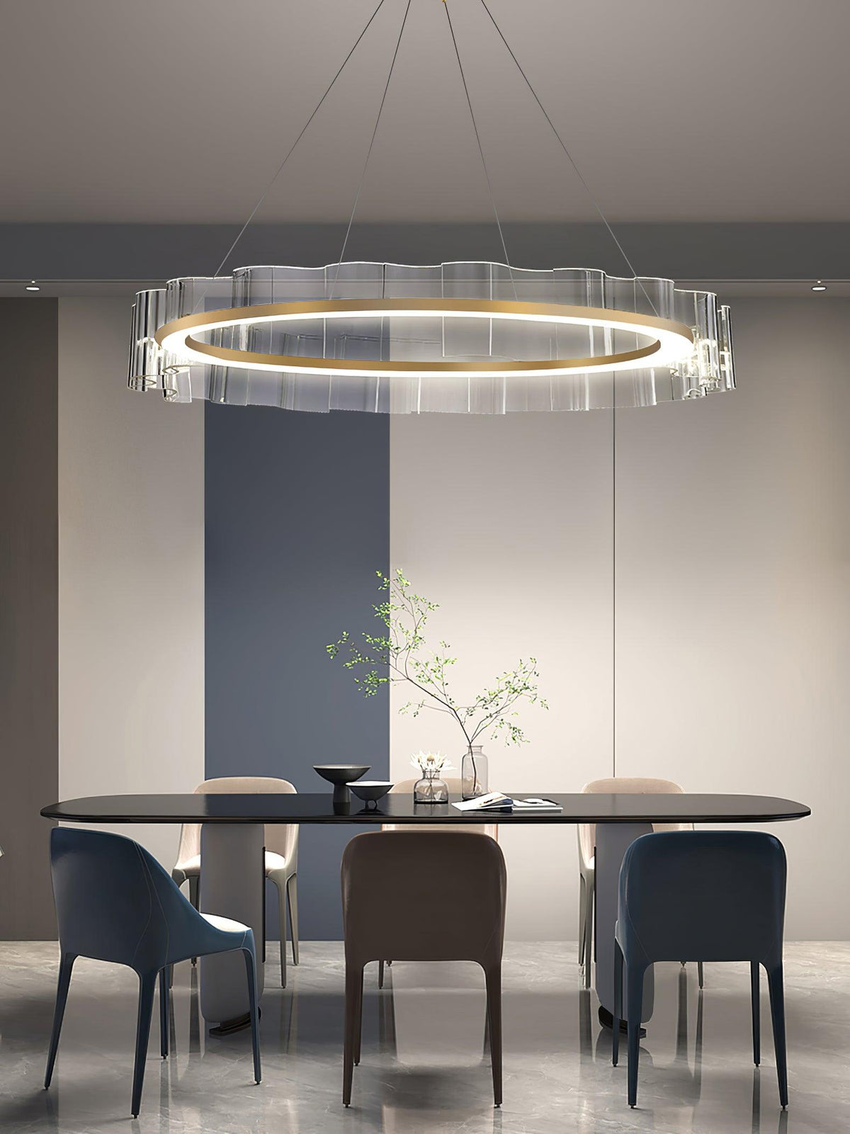 Acoustic Kronleuchter Postmodern Luxus Wasserwelle Glas