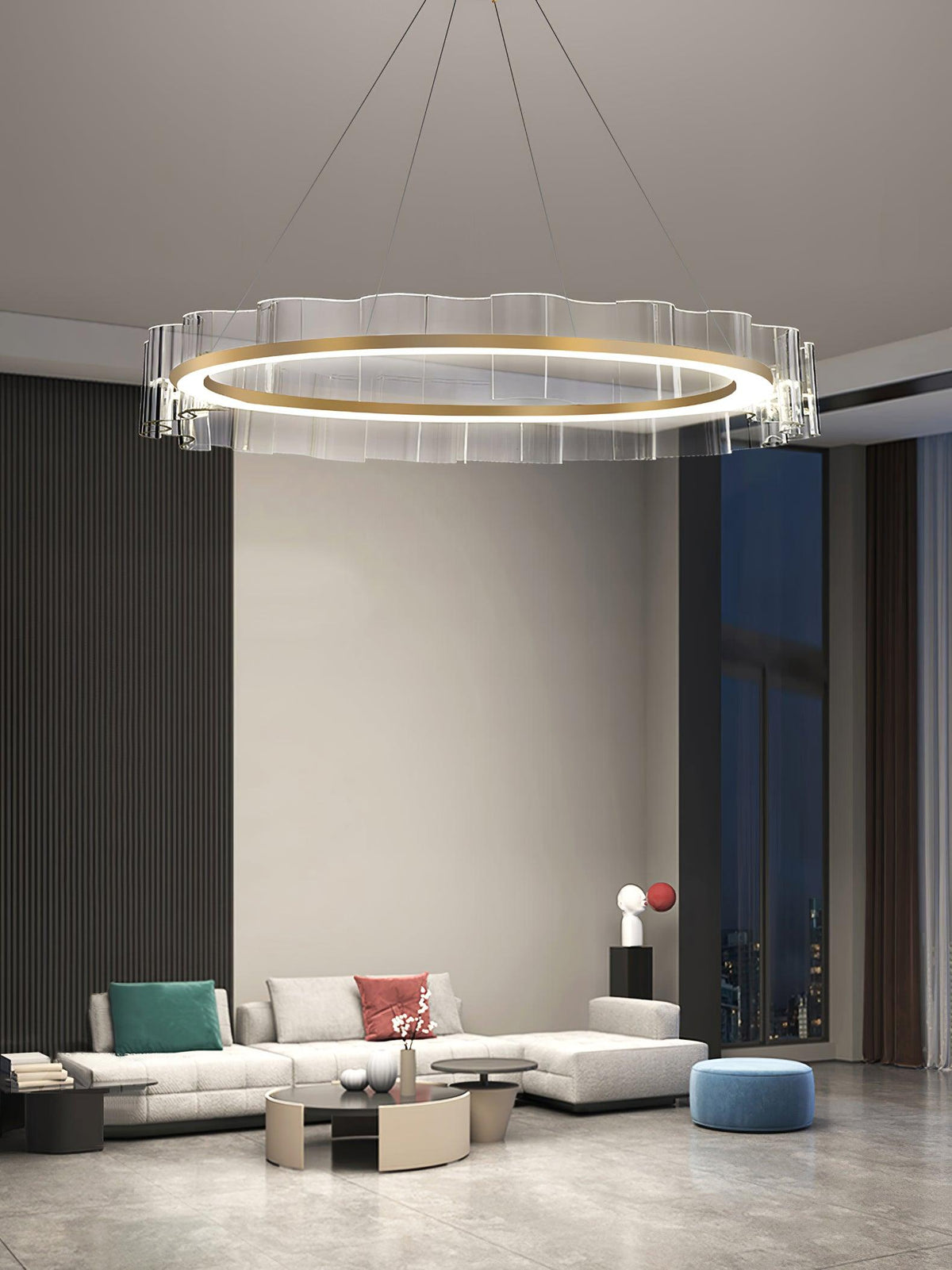 Acoustic Kronleuchter Postmodern Luxus Wasserwelle Glas