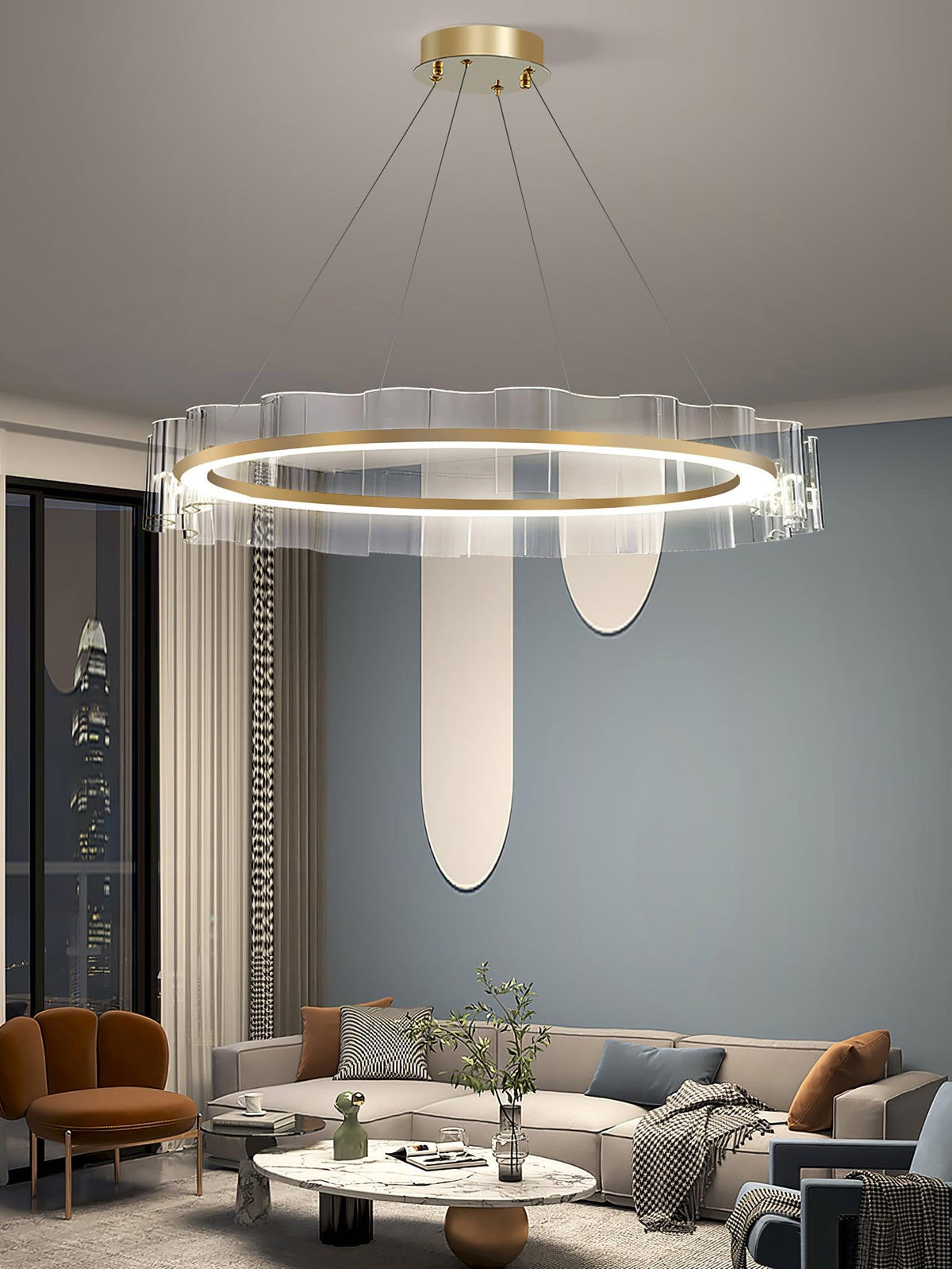 Acoustic Kronleuchter Postmodern Luxus Wasserwelle Glas