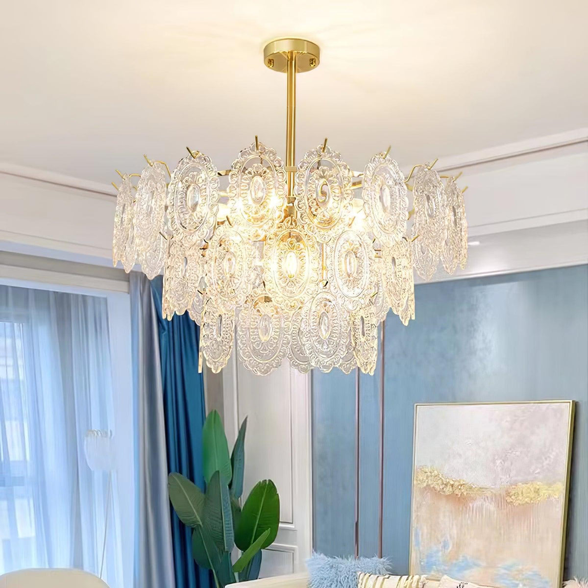 Dallion Kronleuchter Wellenglas Schmiedeeisen Elegant