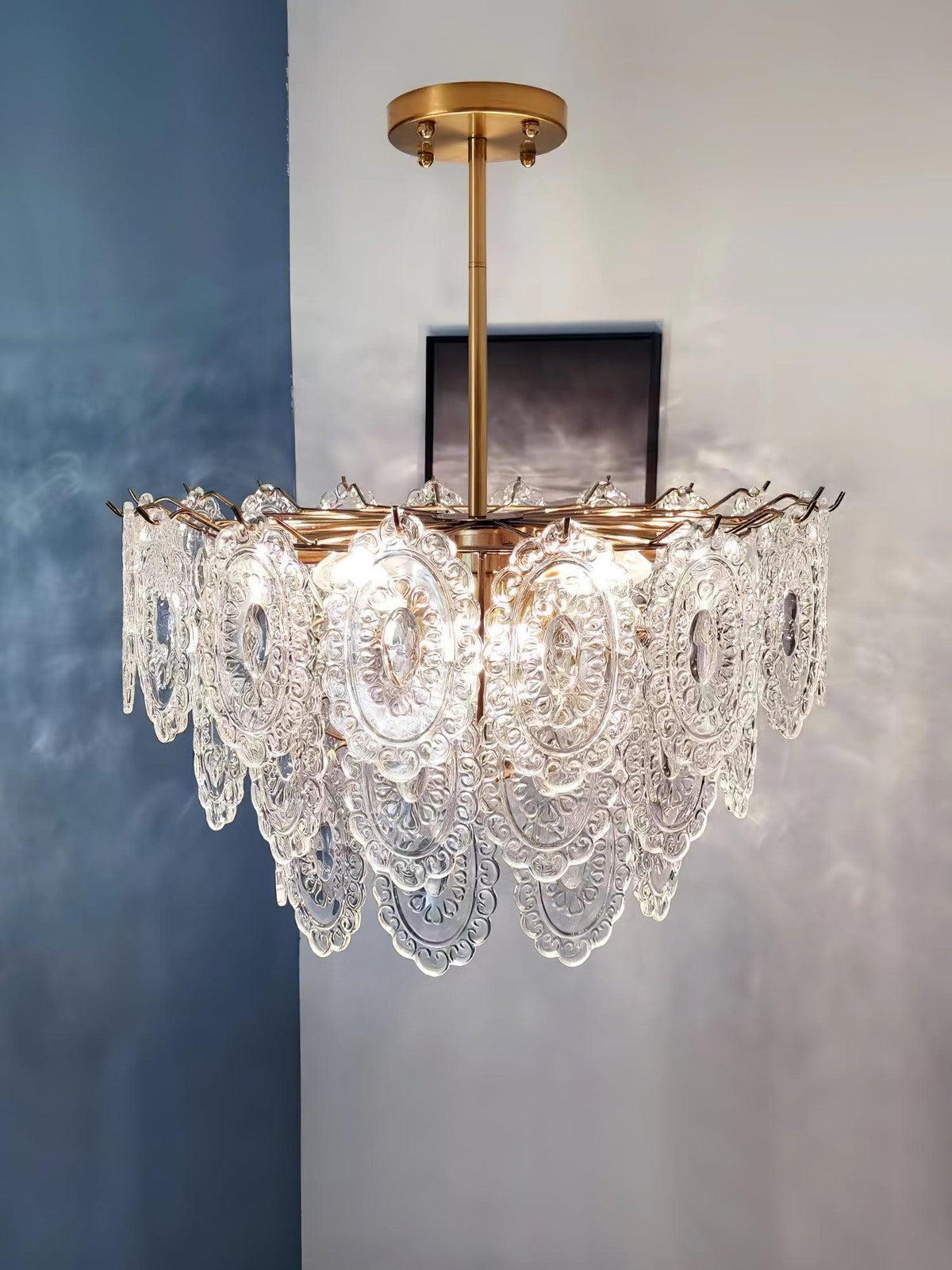 Dallion Kronleuchter Wellenglas Schmiedeeisen Elegant