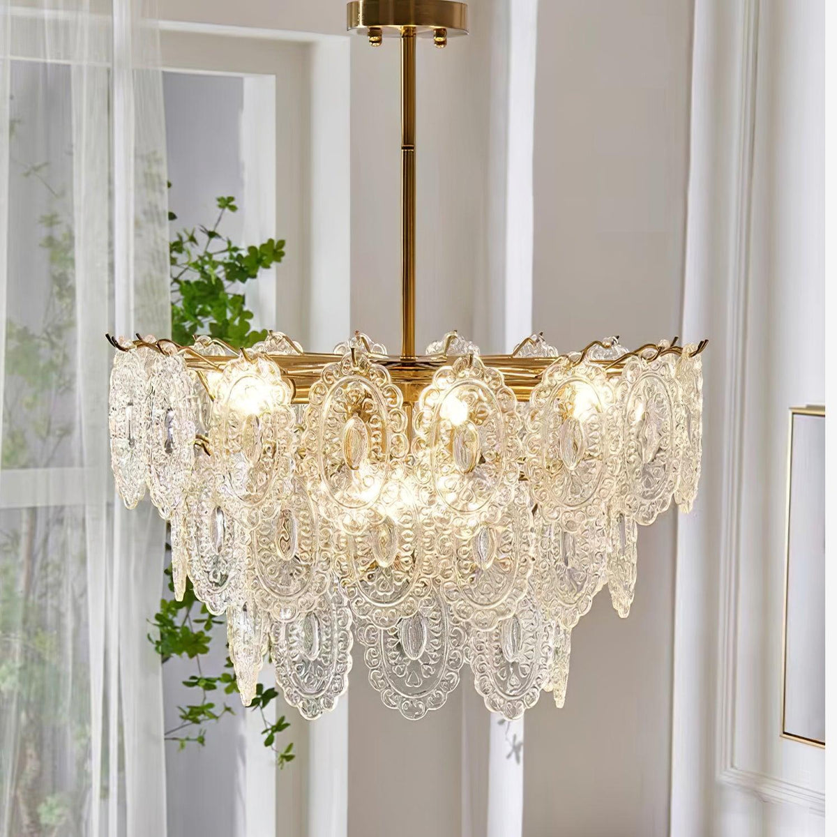 Dallion Kronleuchter Wellenglas Schmiedeeisen Elegant
