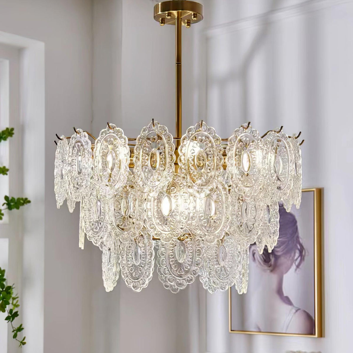 Dallion Kronleuchter Wellenglas Schmiedeeisen Elegant