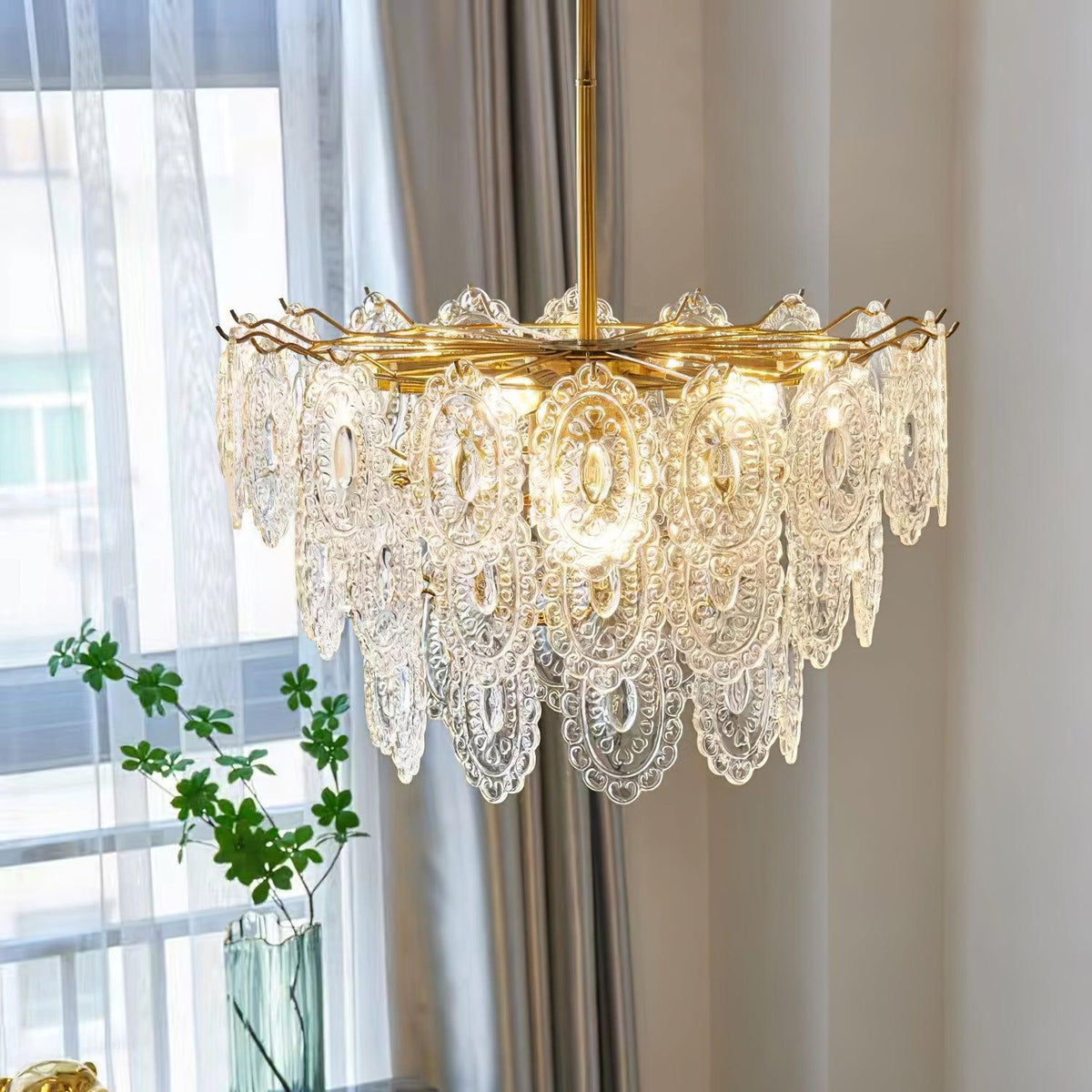Dallion Kronleuchter Wellenglas Schmiedeeisen Elegant