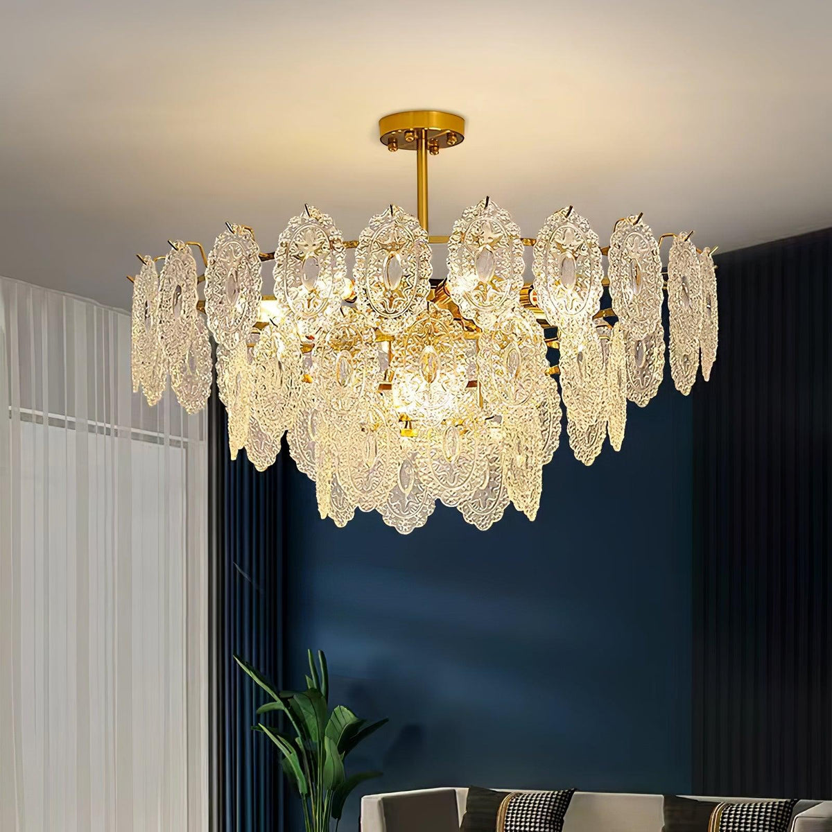 Dallion Kronleuchter Wellenglas Schmiedeeisen Elegant