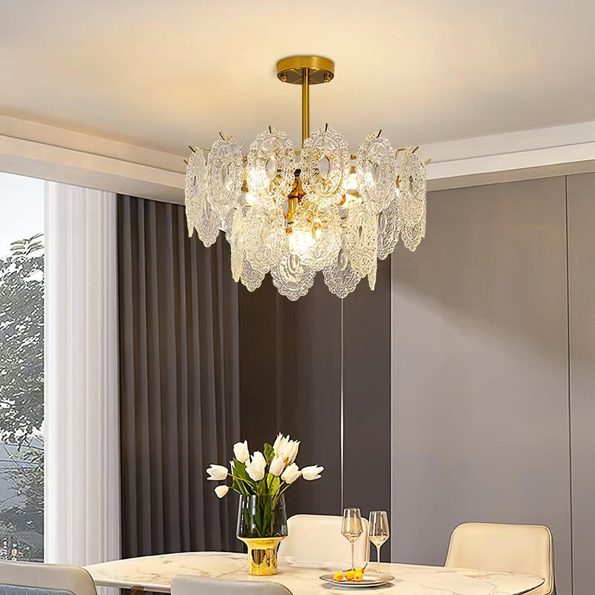 Dallion Kronleuchter Wellenglas Schmiedeeisen Elegant