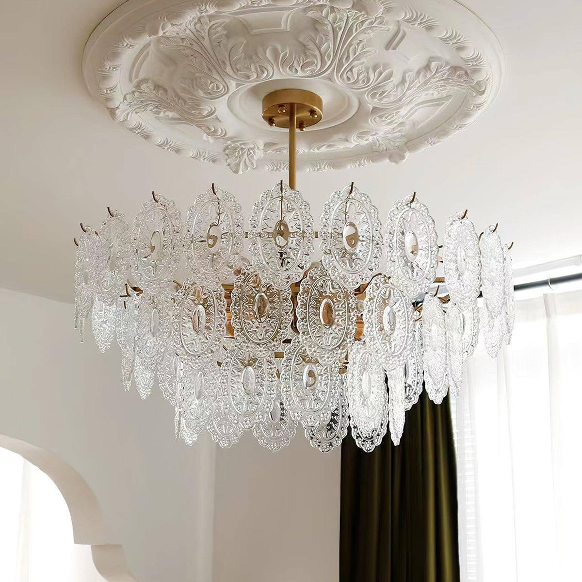 Dallion Kronleuchter Wellenglas Schmiedeeisen Elegant