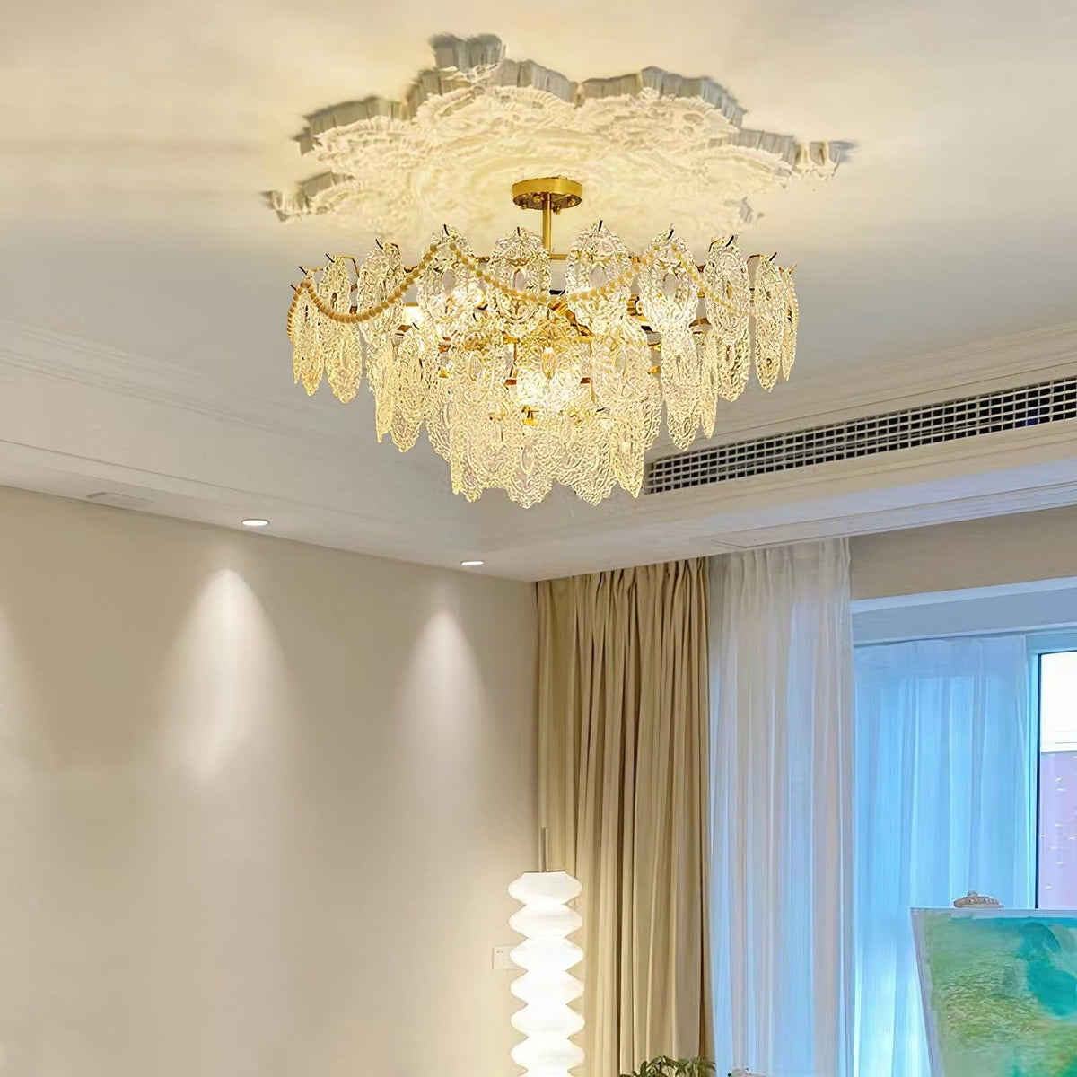 Dallion Kronleuchter Wellenglas Schmiedeeisen Elegant