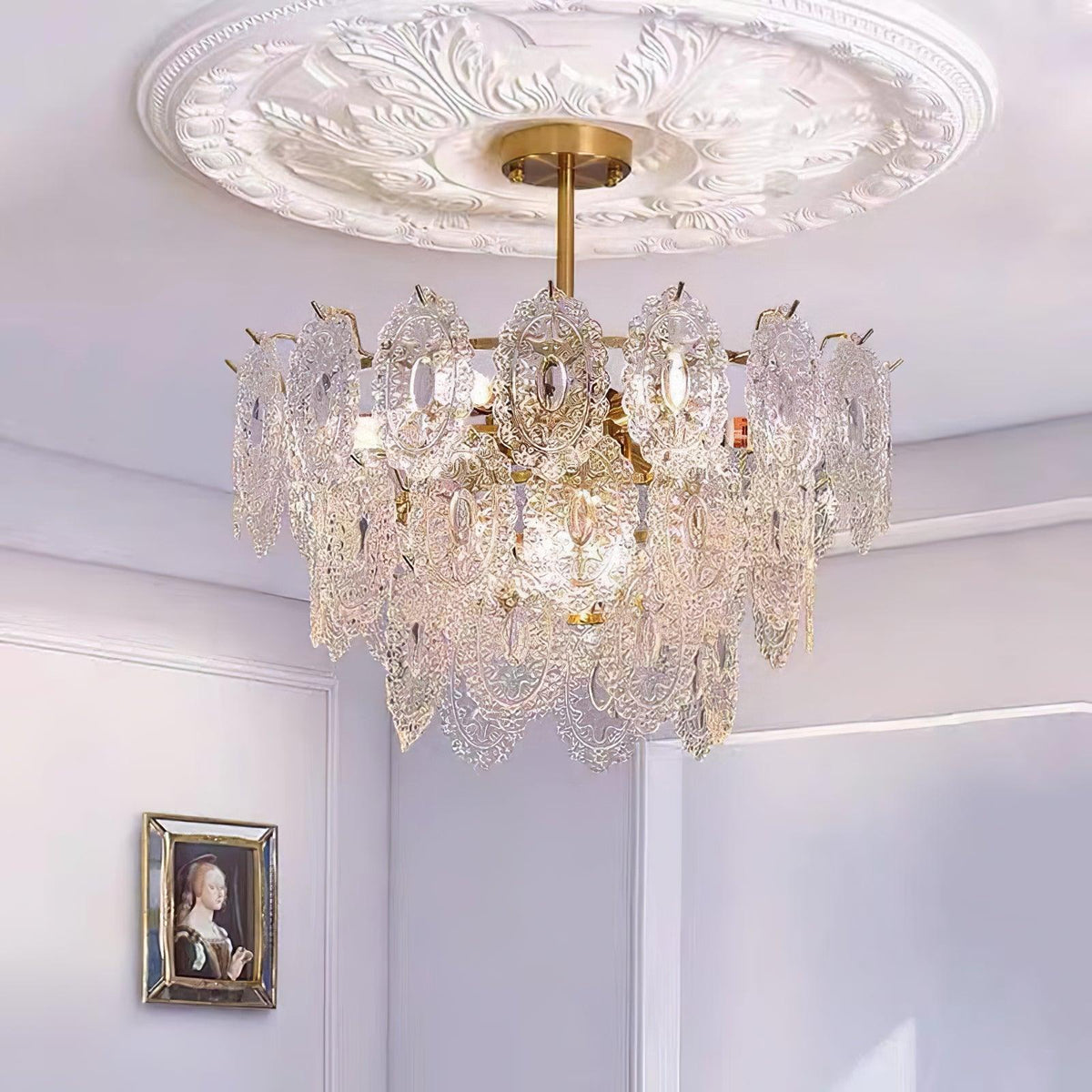 Dallion Kronleuchter Wellenglas Schmiedeeisen Elegant