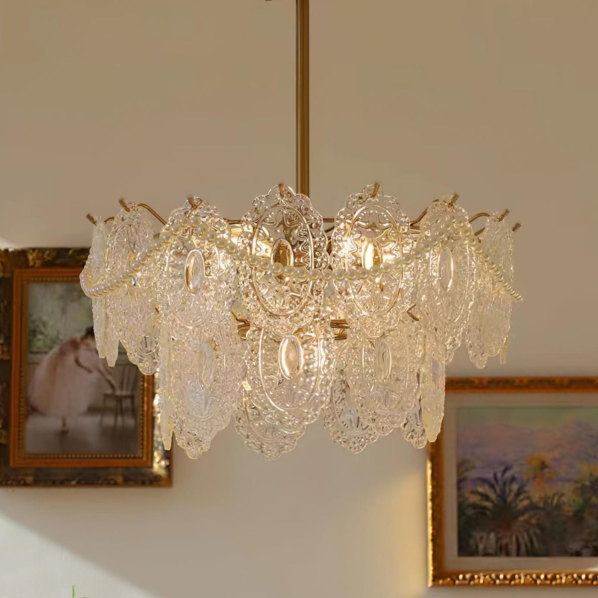 Orieleon Kronleuchter Wave Pearl Gold moderne