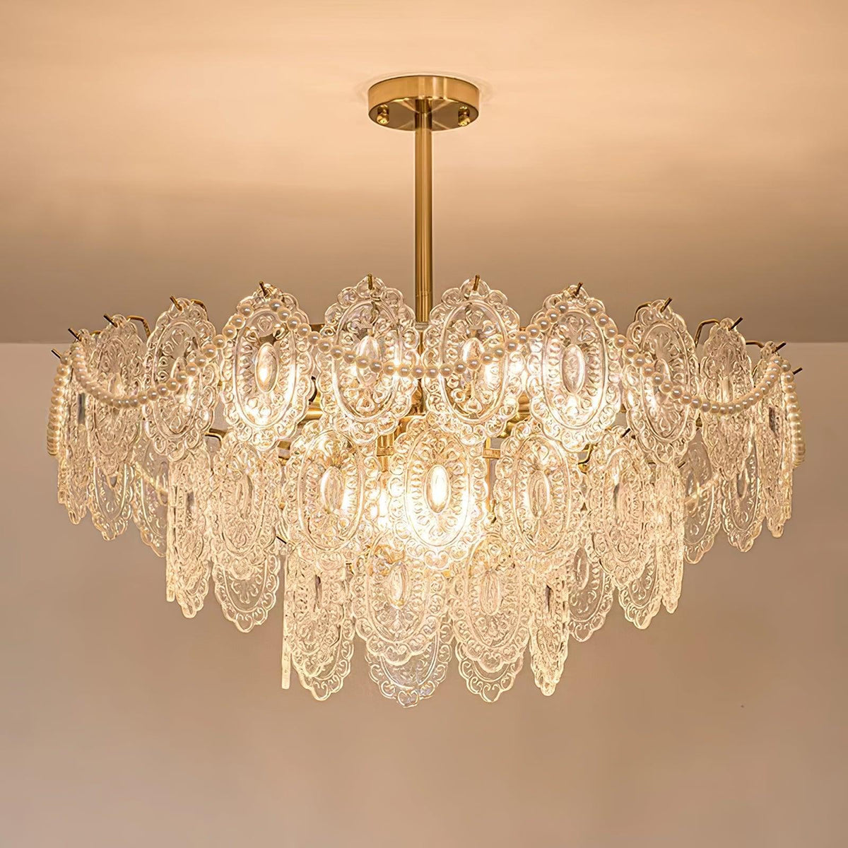 Orieleon Kronleuchter Wave Pearl Gold moderne