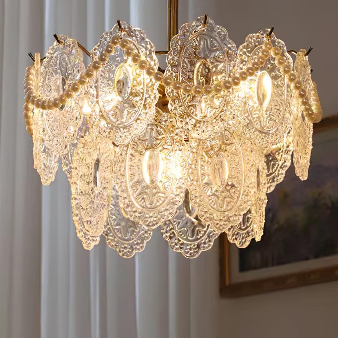 Orieleon Kronleuchter Wave Pearl Gold moderne