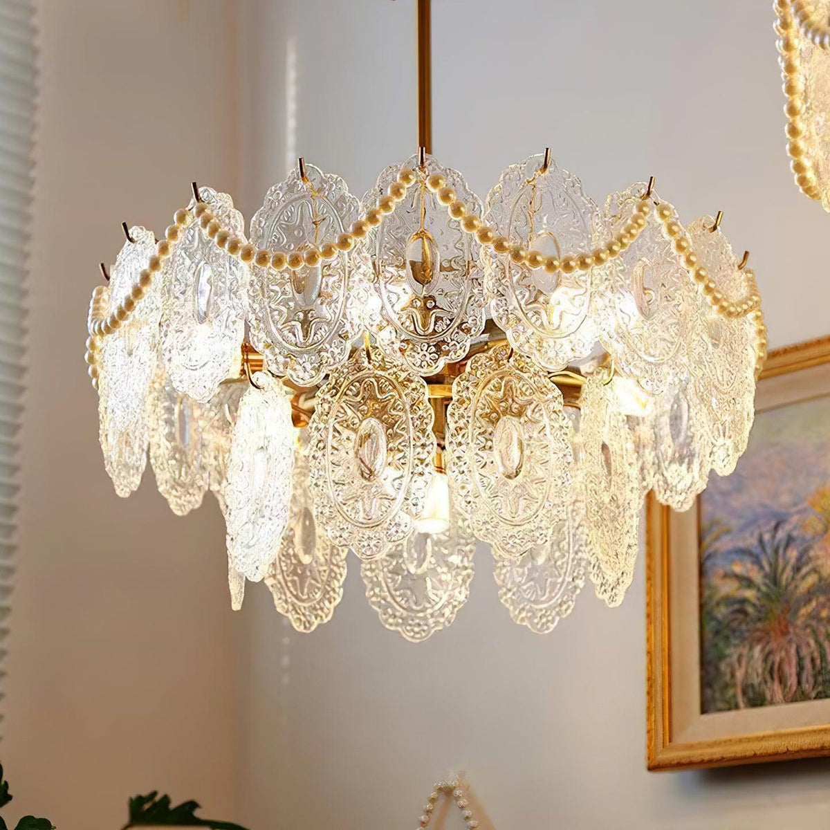 Orieleon Kronleuchter Wave Pearl Gold moderne