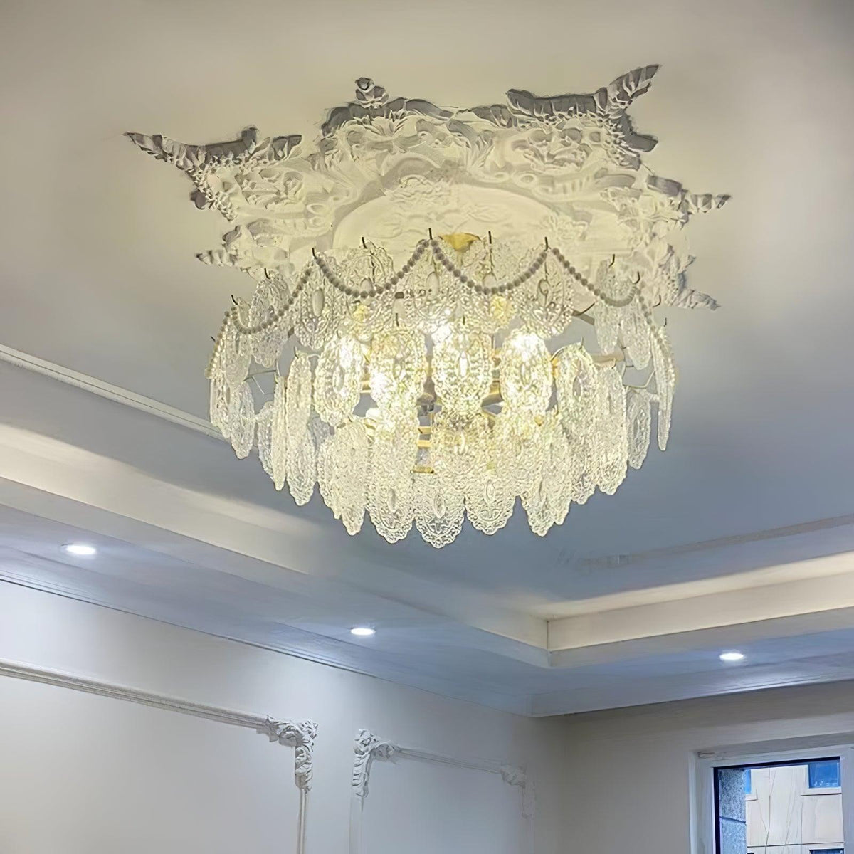Orieleon Kronleuchter Wave Pearl Gold moderne