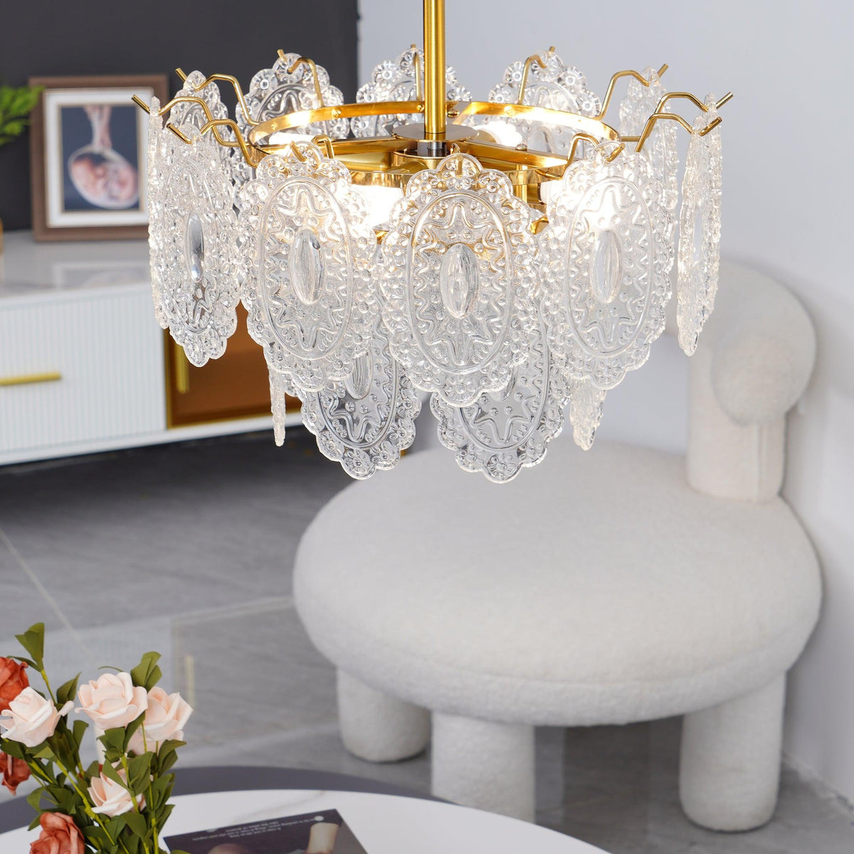 Dallion Kronleuchter Wellenglas Schmiedeeisen Elegant