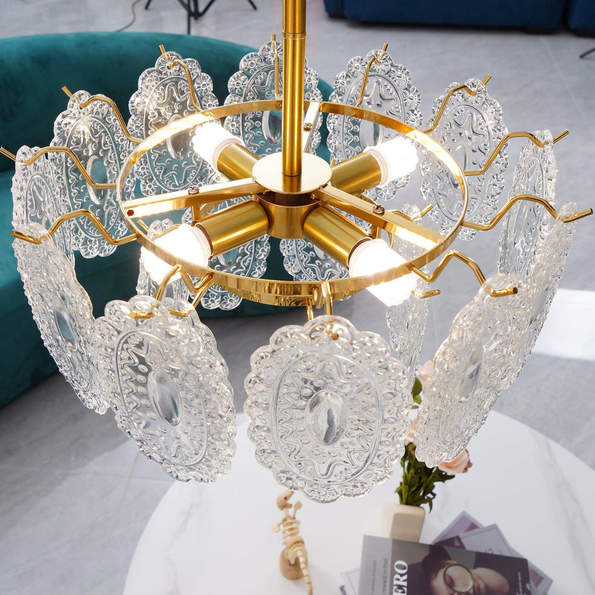 Dallion Kronleuchter Wellenglas Schmiedeeisen Elegant