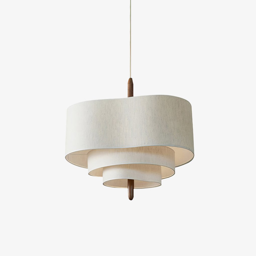 Salemu Elegance Wave Ladder Pendelleuchte aus Holz und Stoff