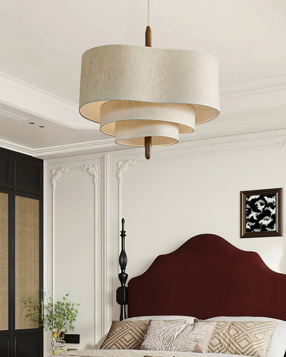 Salemu Elegance Wave Ladder Pendelleuchte aus Holz und Stoff