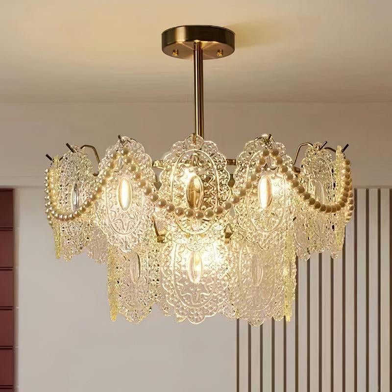Orieleon Kronleuchter Wave Pearl Gold moderne