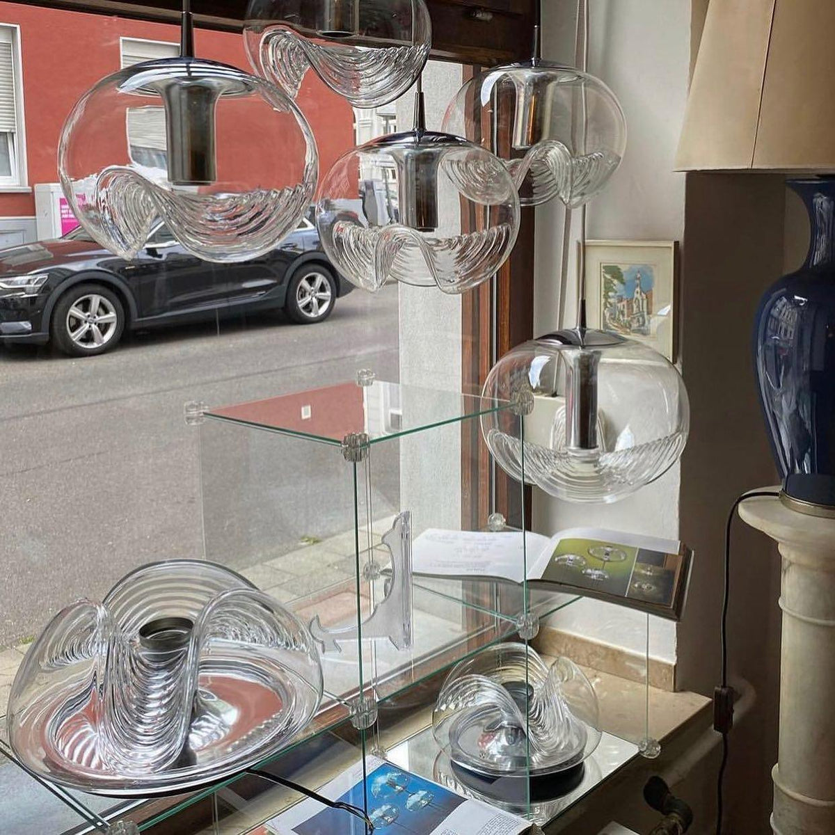 Willa Pendelleuchte Glas Wellenform Mid-Century-Vintage