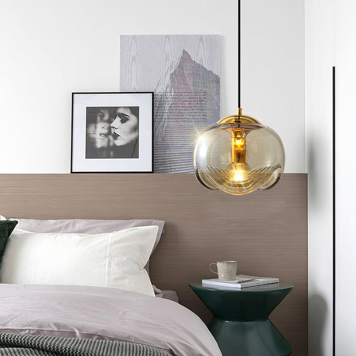 Willa Pendelleuchte Glas Wellenform Mid-Century-Vintage