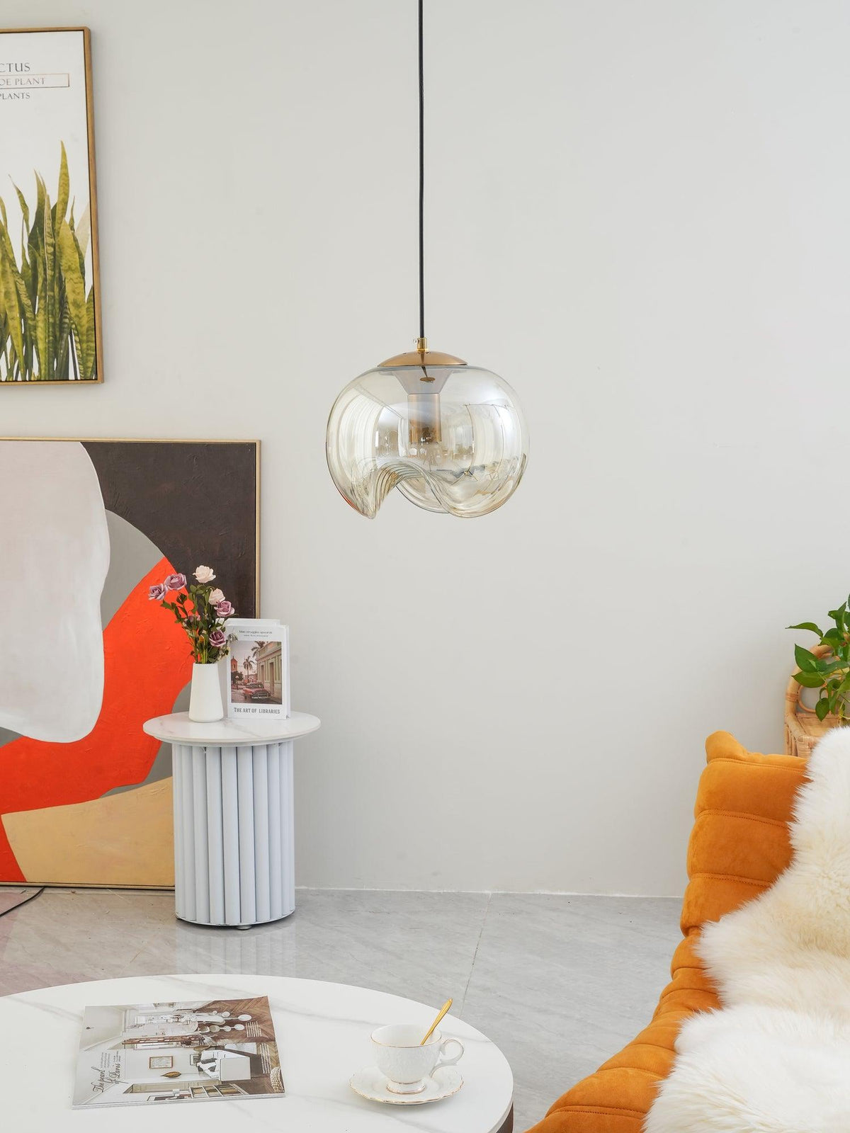 Willa Pendelleuchte Glas Wellenform Mid-Century-Vintage