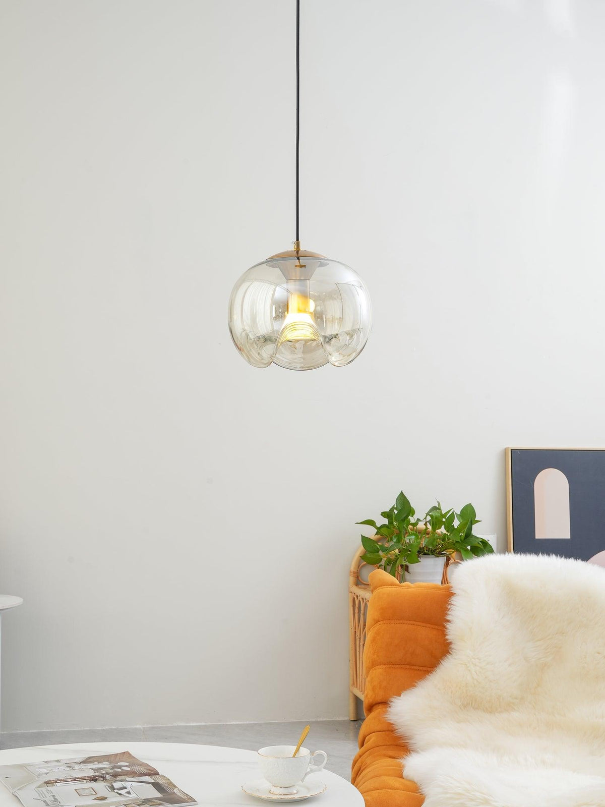 Willa Pendelleuchte Glas Wellenform Mid-Century-Vintage