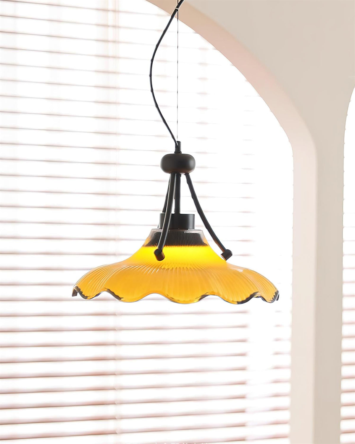 Vitrina Pendelleuchte Gelb Wellig Rüschen Vintage Esszimmer Küche | Cielum